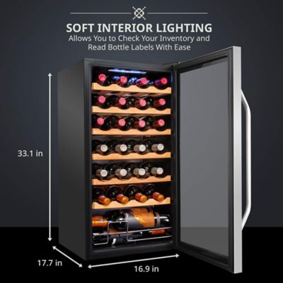 Image showing  28 Bottle Compressor Wine Refrigerator, Freestanding Wine Cooler with Lock