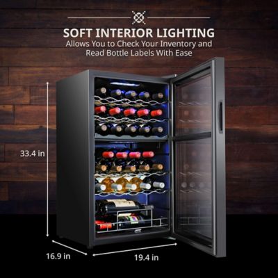 Image showing  33 Bottle Freestanding Wine Refrigerator, Dual Zone Wine Fridge with Lock