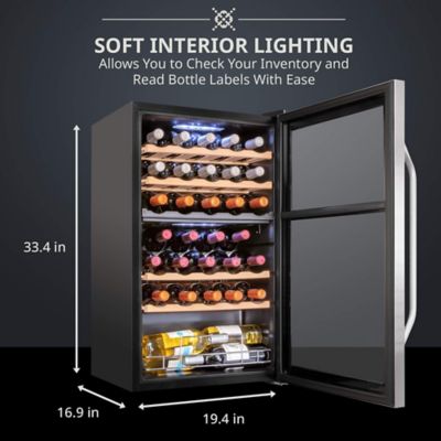 Image showing  33 Bottle Freestanding Wine Refrigerator, Dual Zone Wine Fridge with Lock