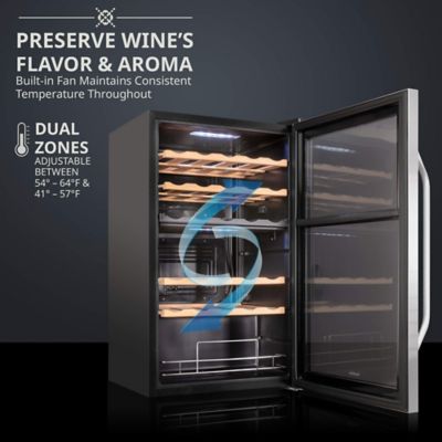 Image showing  33 Bottle Freestanding Wine Refrigerator, Dual Zone Wine Fridge with Lock