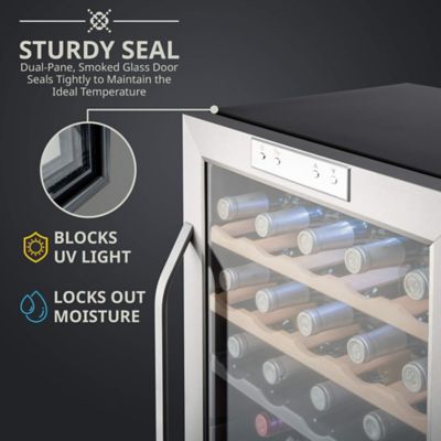 Image showing 5 th Ivation 33 Bottle Freestanding Wine Refrigerator, Dual Zone Wine Fridge with Lock