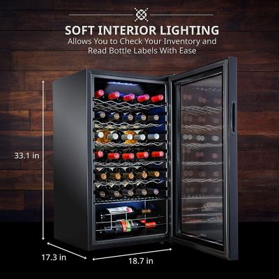 Image showing  34 Bottle Freestanding Wine Refrigerator, Wine Fridge with Wi-Fi Smart App Control, Black