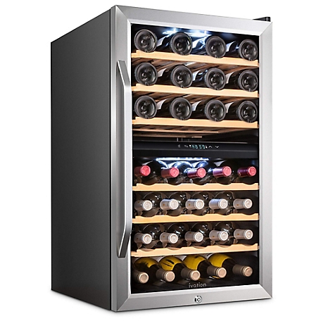 Ivation 43 Bottle Freestanding Wine Refrigerator, Dual Zone Wine Fridge with Lock