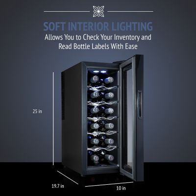 Image showing  12 Bottle Thermoelectric Wine Cooler, Quiet Freestanding Wine Fridge