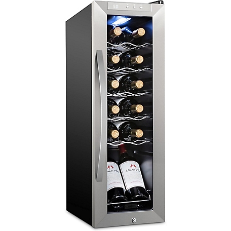 Schmecke 12 Bottle Compressor Wine Refrigerator, Freestanding Wine Cooler with Lock, Stainless Steel