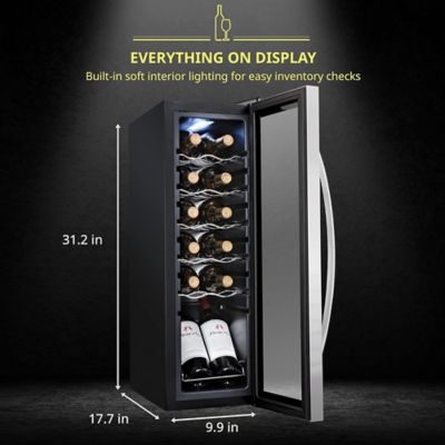 Image showing  12 Bottle Compressor Wine Refrigerator, Freestanding Wine Cooler with Lock, Stainless Steel