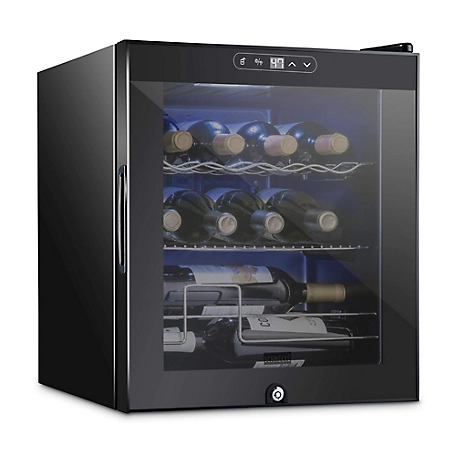 Schmecke 12 Bottle Compressor Wine Refrigerator, Cube Wine Cooler with Lock, Black