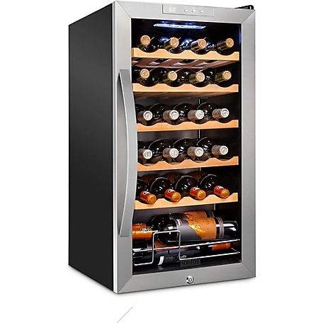 Schmecke 24 Bottle Compressor Wine Refrigerator, Freestanding Wine Cooler with Lock