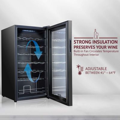 Image showing 5 th Schmecke 28 Bottle Compressor Wine Refrigerator, Freestanding Wine Cooler with Lock