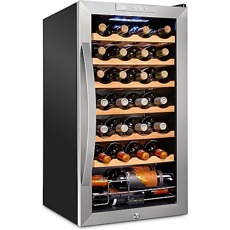 Schmecke 28 Bottle Compressor Wine Refrigerator, Freestanding Wine Cooler with Lock
