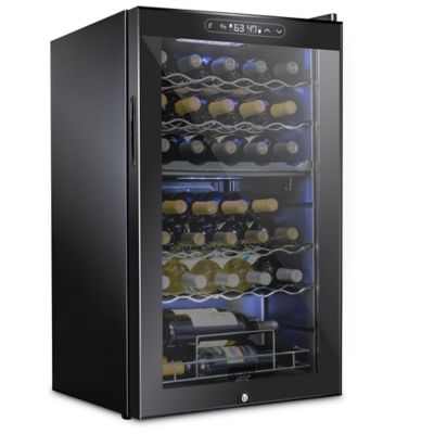 Schmecke 33 Bottle Freestanding Wine Refrigerator, Dual Zone Wine Fridge with Lock