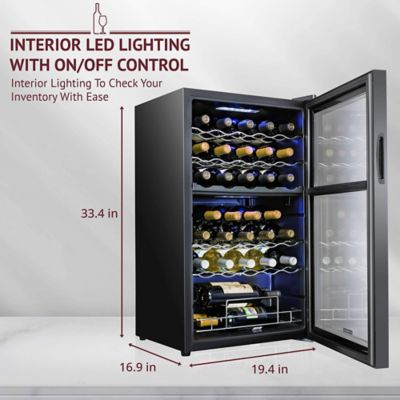 Image showing  33 Bottle Freestanding Wine Refrigerator, Dual Zone Wine Fridge with Lock