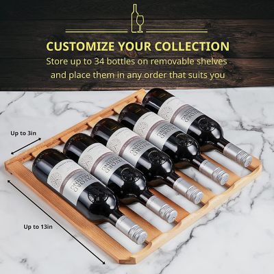 Image showing 5 th Schmecke 34 Bottle Compressor Wine Refrigerator, Freestanding Wine Cooler with Lock