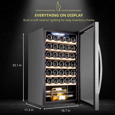 Image showing 7 th Schmecke 34 Bottle Compressor Wine Refrigerator, Freestanding Wine Cooler with Lock
