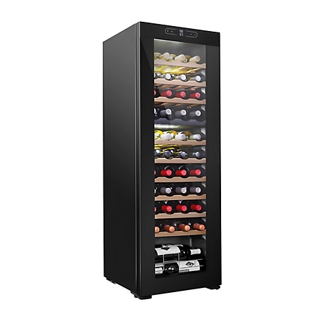 Schmecke 44 Bottle Freestanding Wine Refrigerator, Dual Zone Wine Fridge with Anti-UV Glass, Black