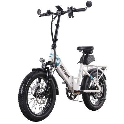 GOTRAX F2V2 Folding Electric Bike, White-Green