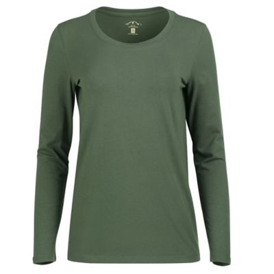 Blue Mountain Women's Solid Scoop Neck Long-Sleeve T-Shirt