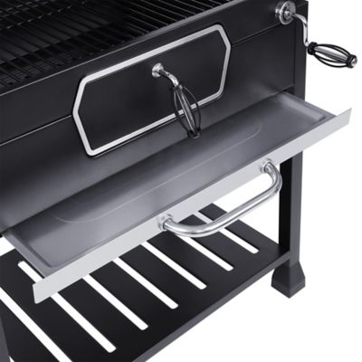 Image showing 5 th Royal Gourmet Barrel Charcoal Grill with Cover and Side Tables, 746 sq. in., Black