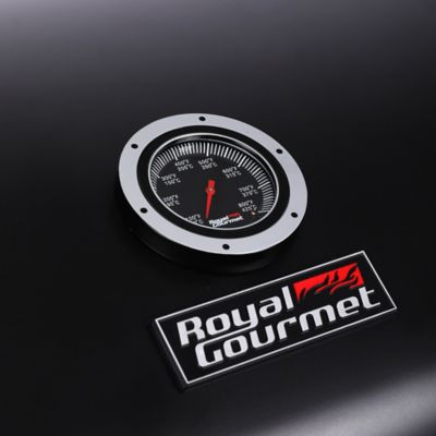 Image showing 7 th Royal Gourmet Barrel Charcoal Grill with Cover and Side Tables, 746 sq. in., Black