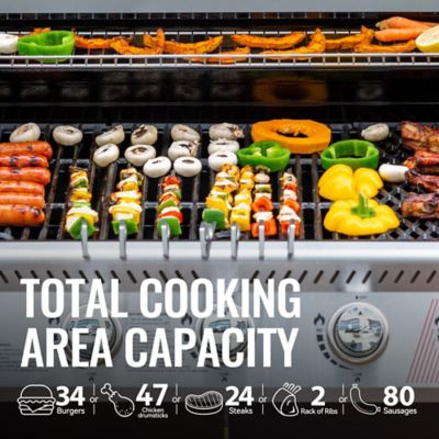 Image showing  5-Burner Deluxe Stainless Steel Propane Gas Grill with Cabinet, Gray, With Sear and Side Burner