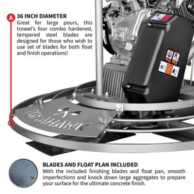 Image showing  36 in. Concrete Power Trowel Walk Behind FastPitch 9HP Honda Engine with Blades and More