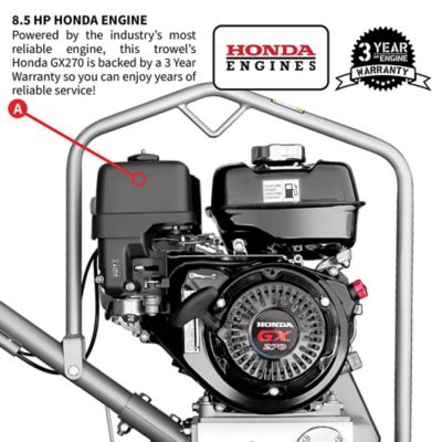 Image showing  36 in. Concrete Power Trowel Walk Behind FastPitch 9HP Honda Engine with Blades and More