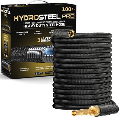 HydroSteel PRO 5/8 in. DIA x 100 ft. Lightweight Kink-Free Stainless Steel Garden Hose