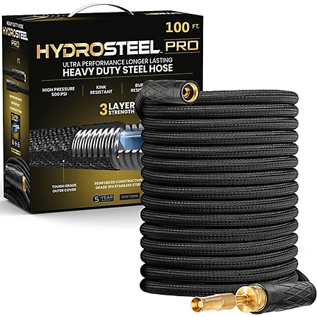 HydroSteel PRO 5/8 in. DIA x 100 ft. Lightweight Kink-Free Stainless Steel Garden Hose