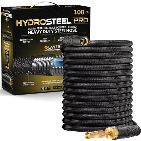 HydroSteel PRO Lightweight Stainless Steel Garden Hose 5/8 in x 100 ft No Kink Garden Hoses