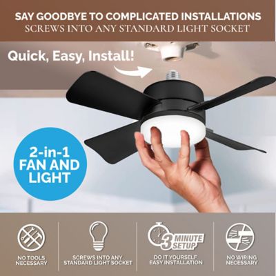 Image showing  15.7 in. Indoor Socket Fan, 1,000-Lumen Light, Black