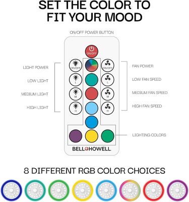 Image showing  16 in. Indoor Socket Air Fan, 2,100-Lumen Light with RGB Color Changing