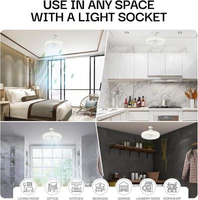 Image showing 5 th Bell & Howell 16 in. Indoor Socket Air Fan, 2,100-Lumen Light with RGB Color Changing