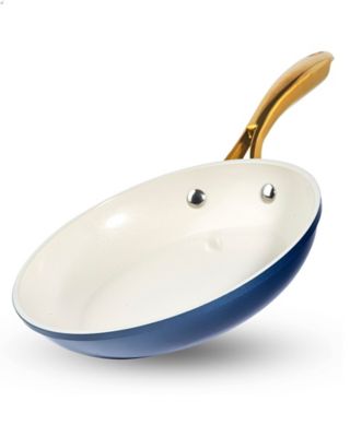 Gotham Steel Natural Collection 10 in. Frying Pan in Cream/Navy (Gold Handles)