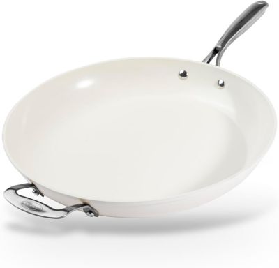 Gotham Steel Natural Collection 14 in. Frying Pan in Cream with Stainless Steel Handles