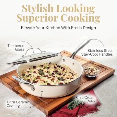 Image showing 6 th Gotham Steel Natural Collection 20-Piece Cookware Set in Cream with Stainless Steel Handles