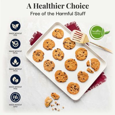 Image showing  Hammered Cream 15 pc. Cookware & Bakeware Set with Stainless Steel Handles