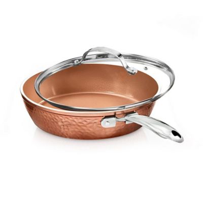 Gotham Steel Hammered Copper 12 in. Frying Pan with Lid