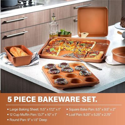 Image showing  Hammered Copper Cookware and Bakeware Set, 20 pc.