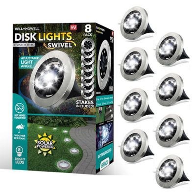 Bell & Howell Swivel Disk Lights - Solar Powered & Stainless Steel (8-Pack)