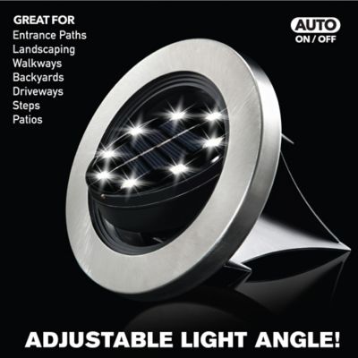 Image showing  6-Lumen Solar-Powered Swivel Disk Lights, Stainless Steel, 8-Pack
