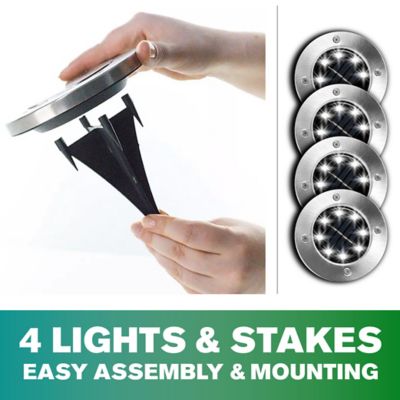 Image showing 5 th Bell & Howell 6-Lumen Solar-Powered Swivel Disk Lights, Stainless Steel, 8-Pack