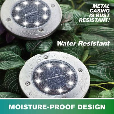 Image showing 7 th Bell & Howell 6-Lumen Solar-Powered Swivel Disk Lights, Stainless Steel, 8-Pack