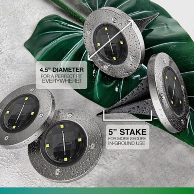 Image showing  Bronze Solar Powered LED Disk Lights (4-Pack)