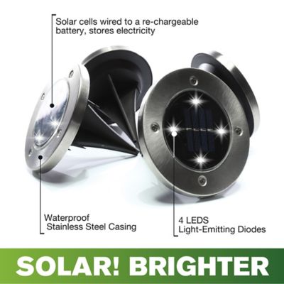 Image showing 5 th Bell & Howell Bronze Solar Powered LED Disk Lights (4-Pack)