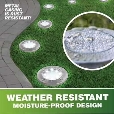 Image showing  10 in. Solar Powered Outdoor LED Disk Lights, Bronze, 8-Pack