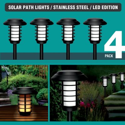 Image showing  Stainless Steel Solar Powered Landscape Light (4-Pack)