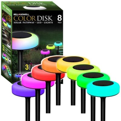 Bell & Howell Solar Powered Color Changing Disk Lights (8-Pack)