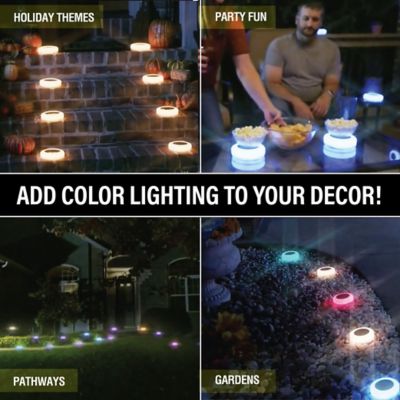 Image showing  Solar Powered Color Changing Disk Lights (8-Pack)
