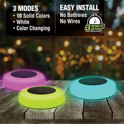 Image showing  Solar Powered Color Changing Disk Lights (8-Pack)
