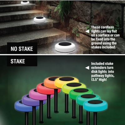 Image showing 5 th Bell & Howell Solar Powered Color Changing Disk Lights (8-Pack)